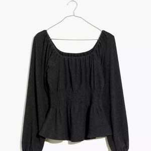 Madewell Plush Square-Neck Smocked Top - NWOT